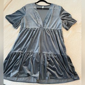 Gray velvet mini dress, size M/L